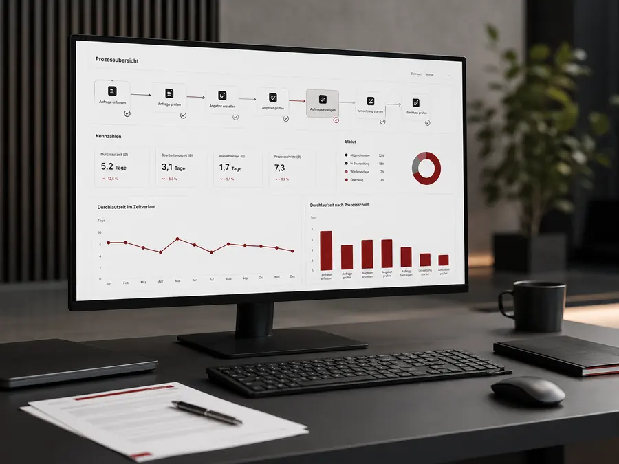 Digitale Prozessanalyse mit Dashboard und Geschäftskennzahlen