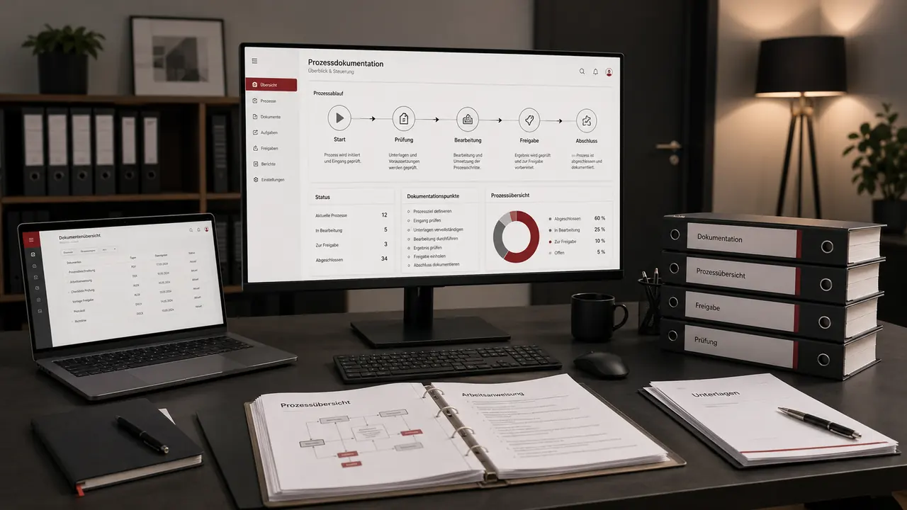 Digitale Prozess- und Einrichtungsdokumentation mit strukturiertem Ablaufdiagramm